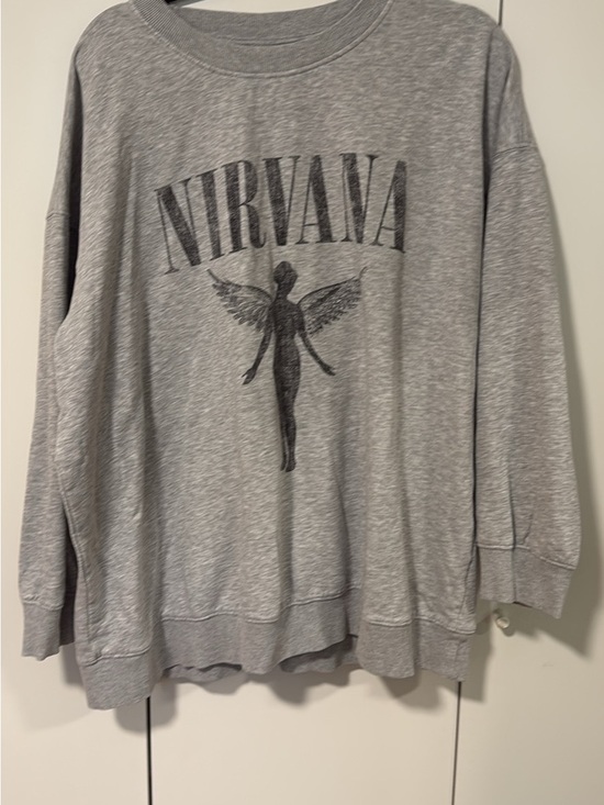 NIRVANA Sweaters - NIRVANA Gray Crewneck Sweatshirt with Iconic Angel Graphic
